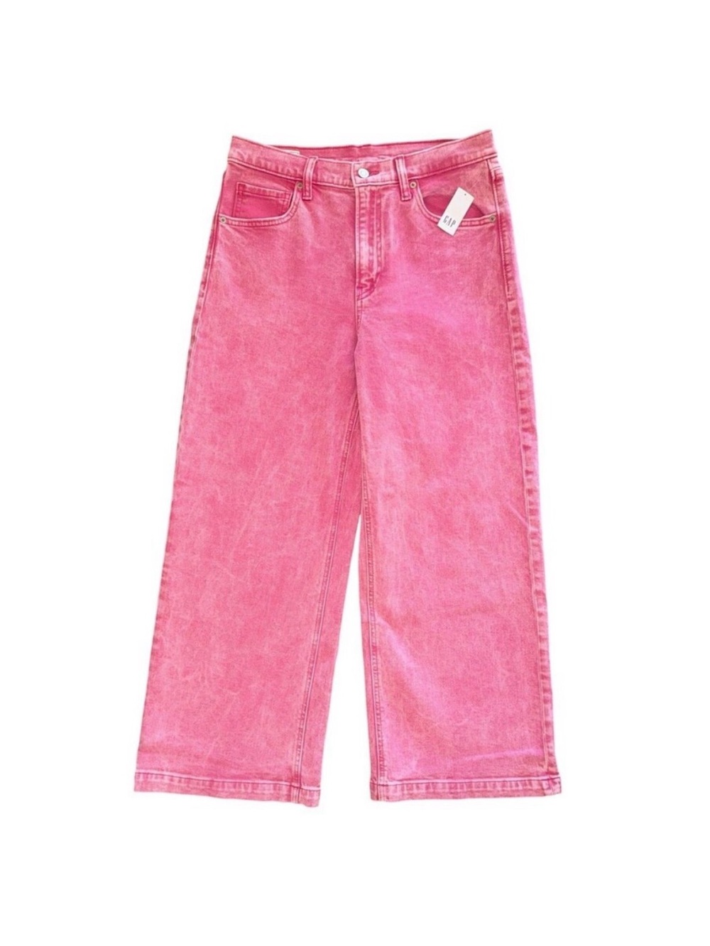 GAP Pink Wide-Leg Cropped Jeans